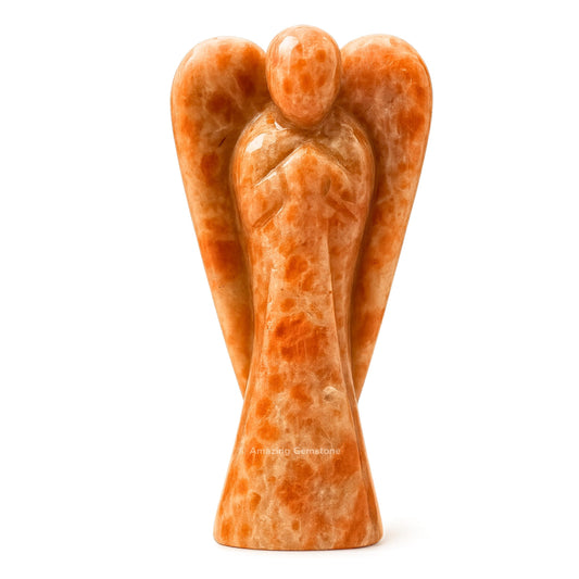 Amazing Gemstone Sunstone Angel figurine with authentic sunstone for protection and decor.