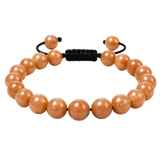 Amazing Gemstone Sunstone Bracelet 8mm beads close-up for everyday wear with protective energy.