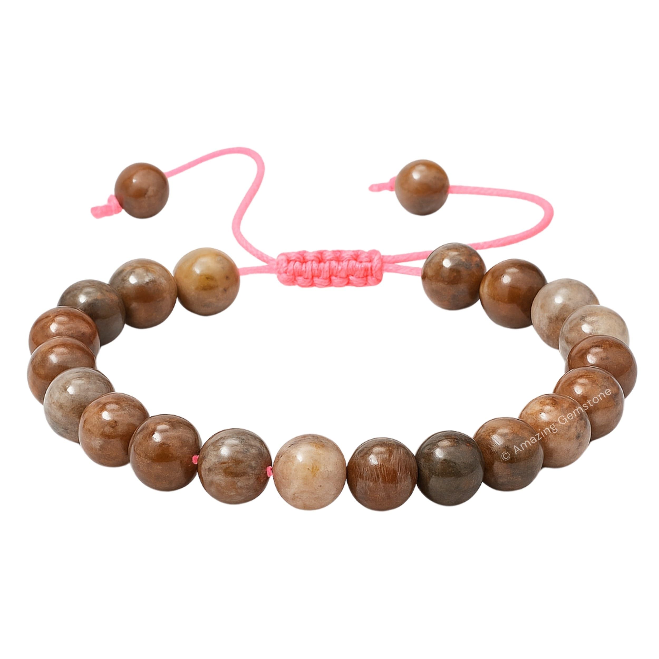 Amazing Gemstone sunstone bracelet closeup with natural beads and craftsmanship.