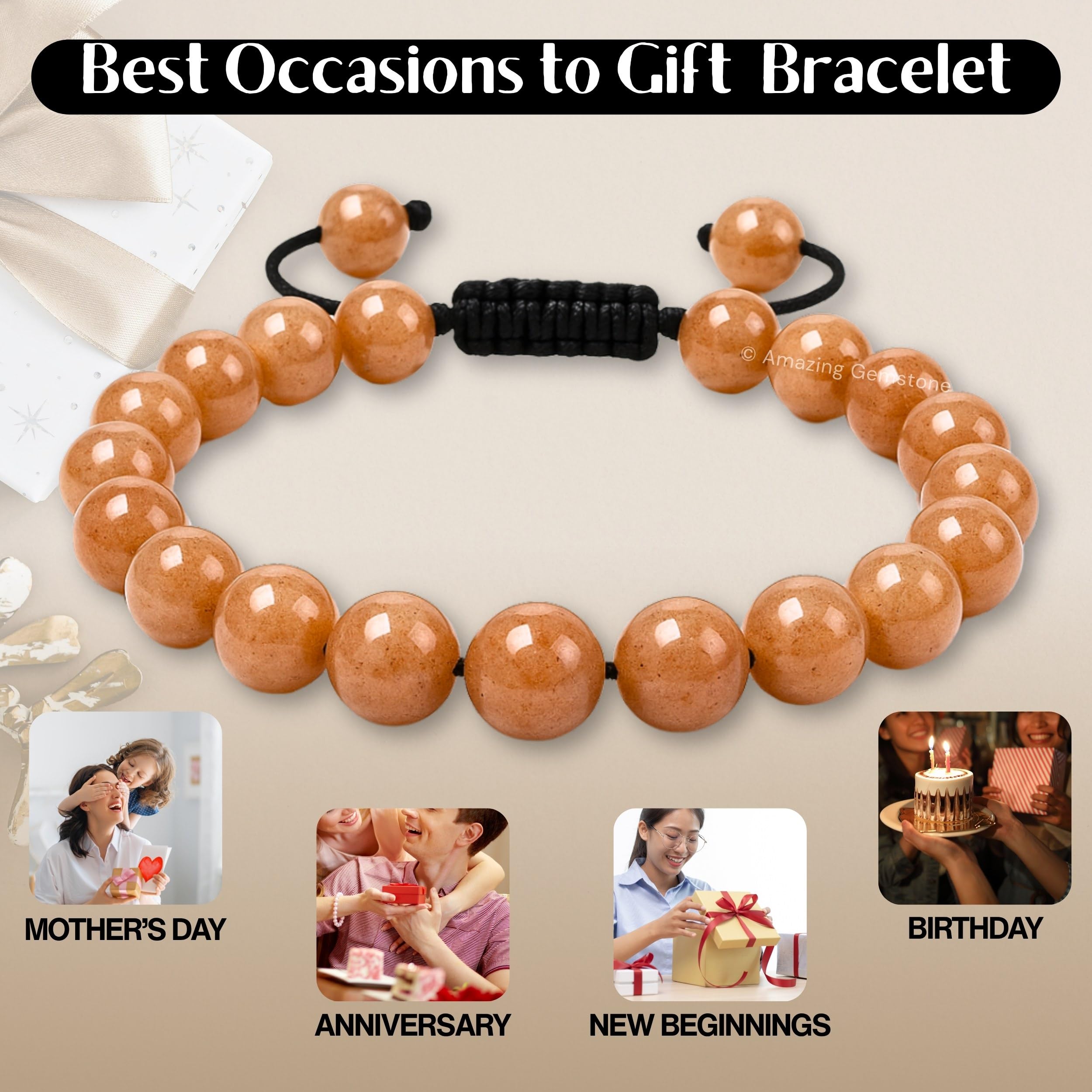 Amazing Gemstone Sunstone Bracelet on wrist outdoors, versatile and comfortable.