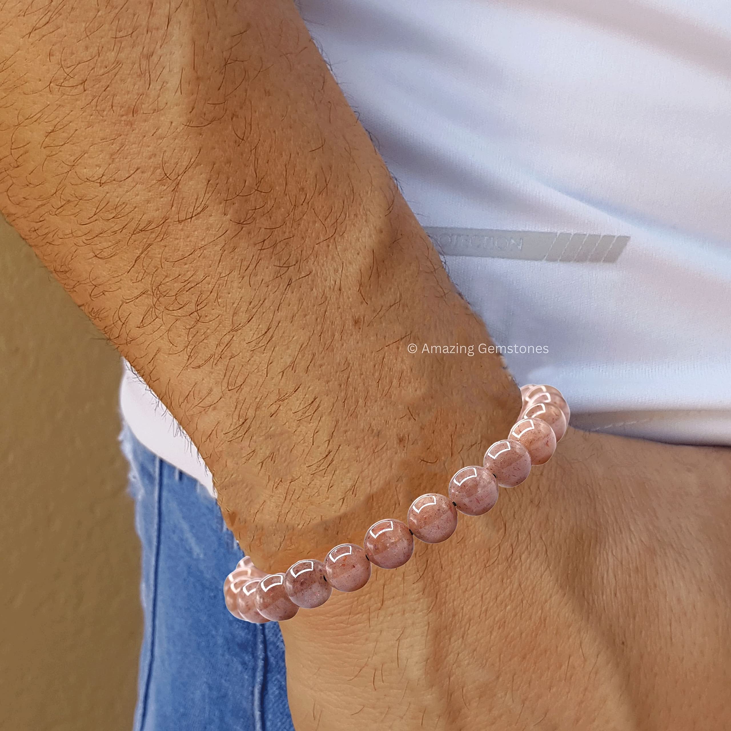 Amazing Gemstone Sunstone Bracelet packaging in zip bag, ready for gifting.