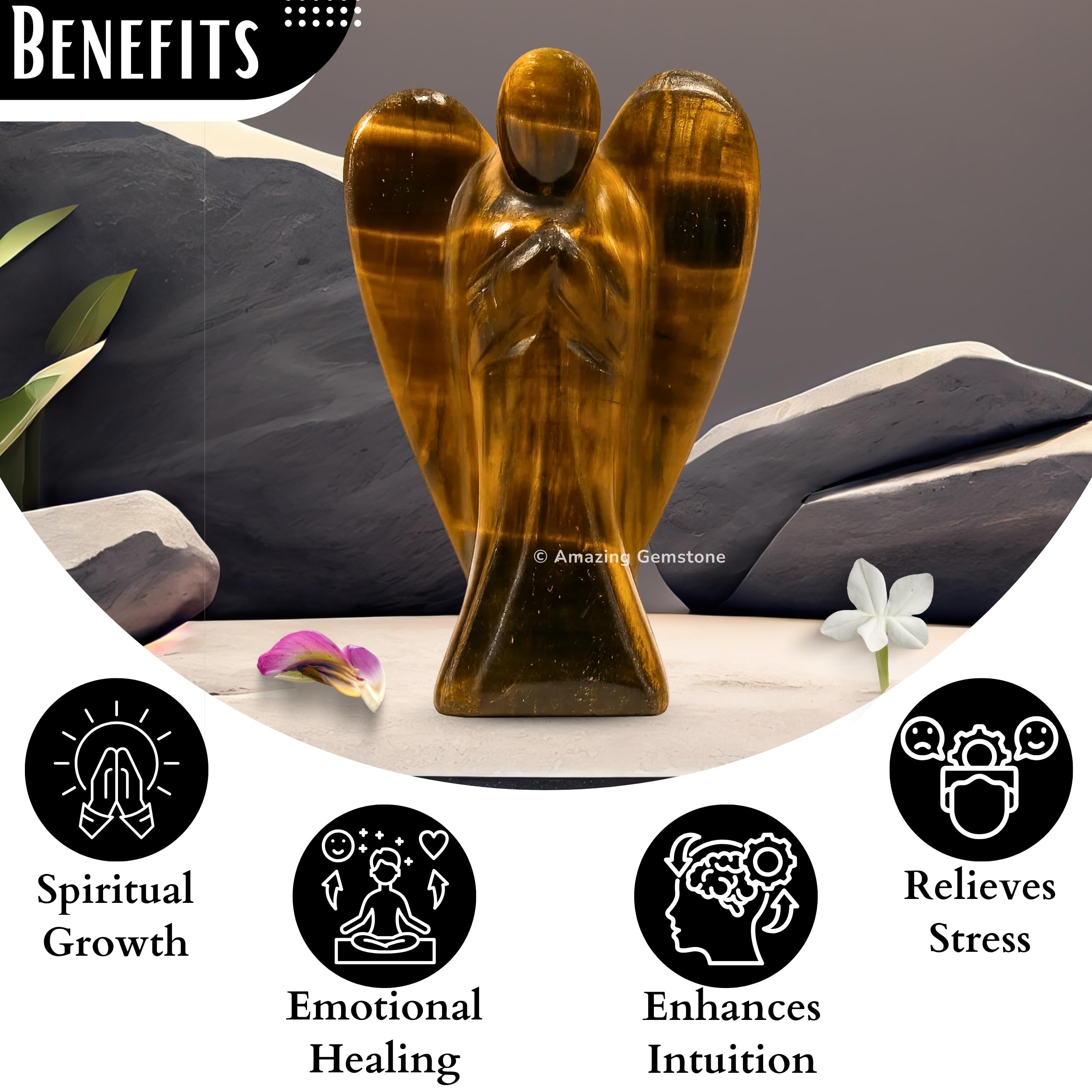 Amazing Gemstone Tiger Eye Angel face with smooth crystal facets
