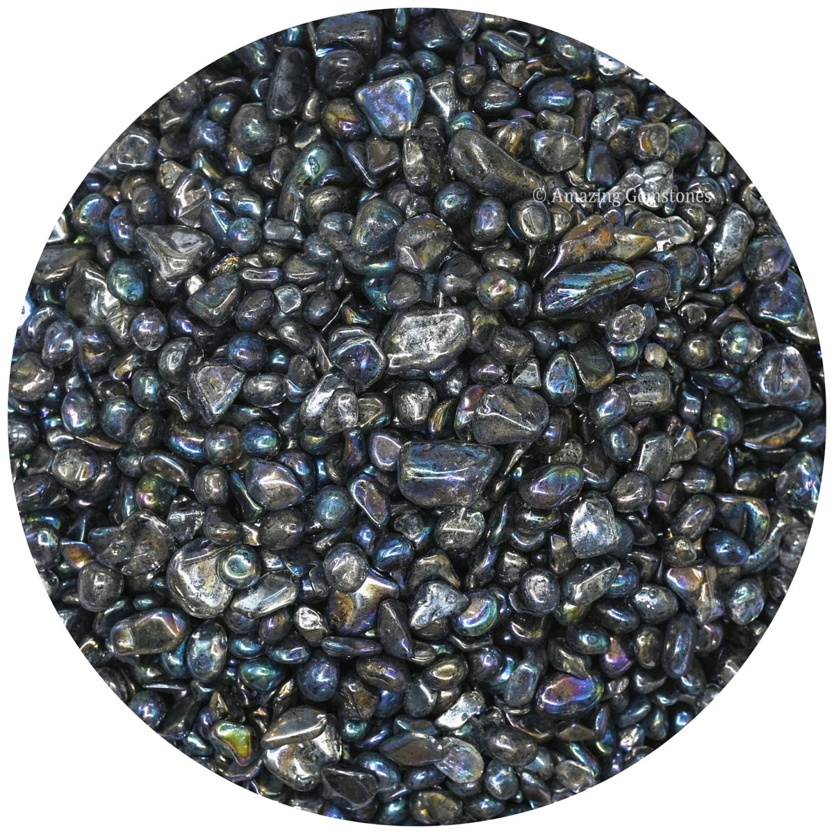 Amazing Gemstone titanium aura quartz chips for aquarium gravel, adding vibrant accents to tanks.