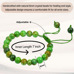 Amazing Gemstone Variscite bracelet closure knot detail for secure wear.
