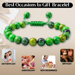 Amazing Gemstone Variscite bracelet lifestyle image, ideal gift idea for occasions.
