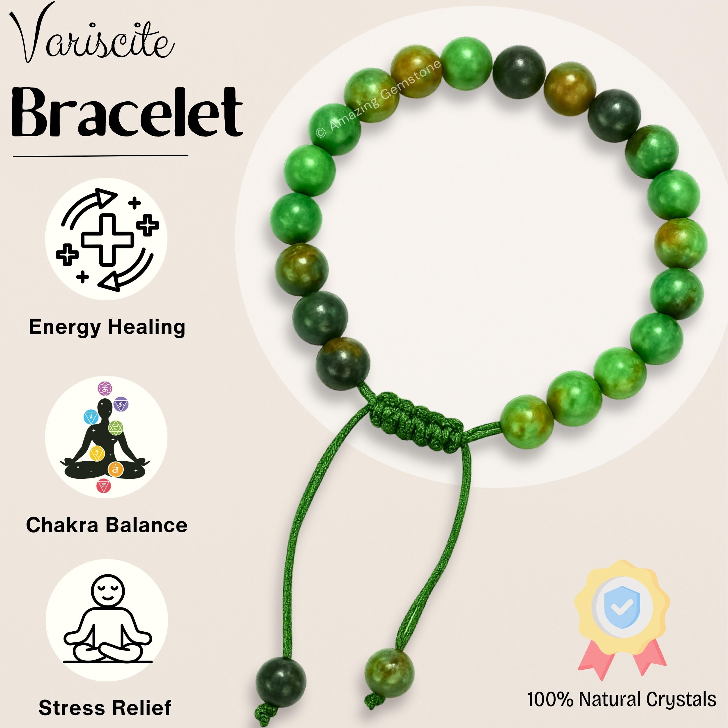 Amazing Gemstone Variscite bracelet packaging with authenticity card and gift-ready presentation.