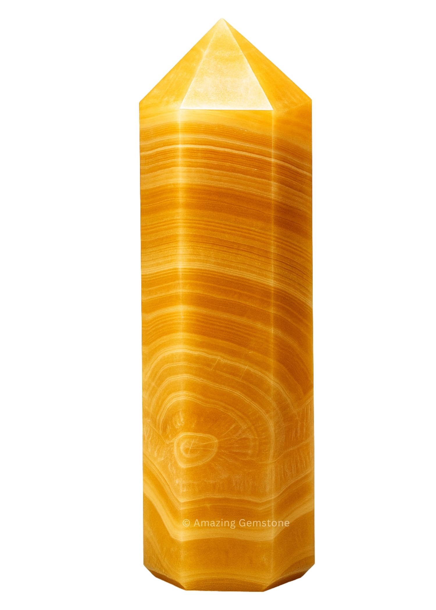 Amazing Gemstone Yellow Calcite Tower top view boosts energy in any space
