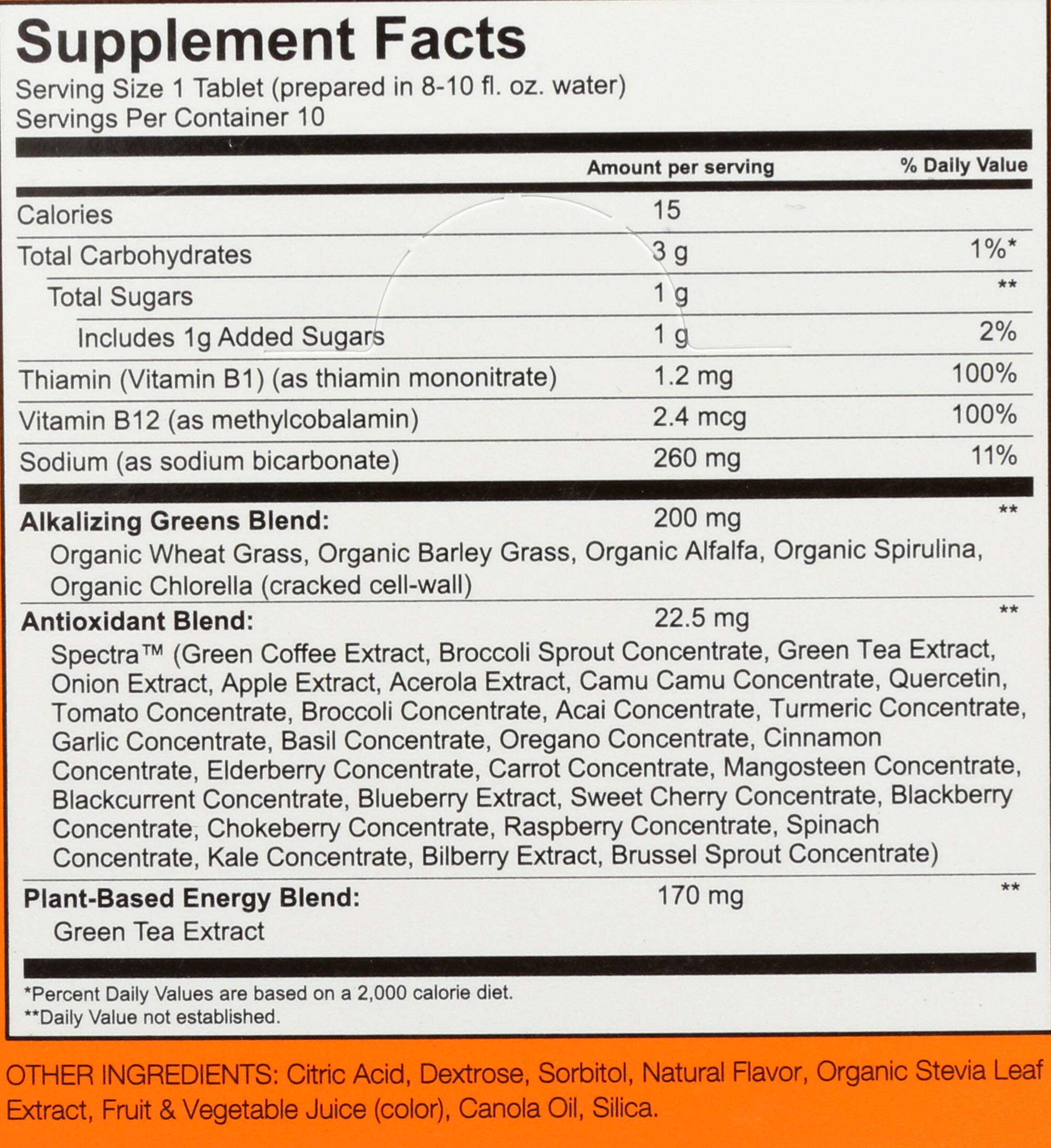 Amazing Grass Fizzy Green Tablets Energy Tropical glass dissolving in water demonstrates quick hydration and flavor