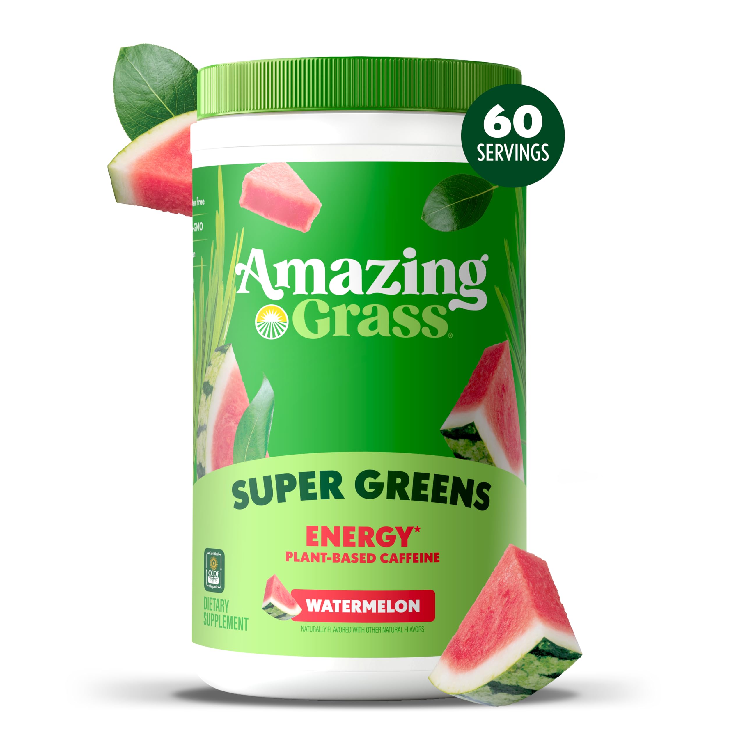 Amazing Grass Green Superfood Energy powder scoop shows convenient serving for a quick boost.