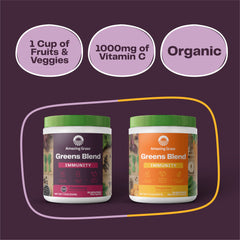 Close-up of Amazing Grass Greens Blend ingredients like spirulina and beet, rich in antioxidants.