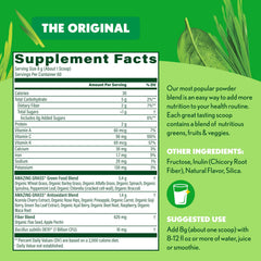 Amazing Grass Greens Blend organic certification label signals clean, plant-based nutrition