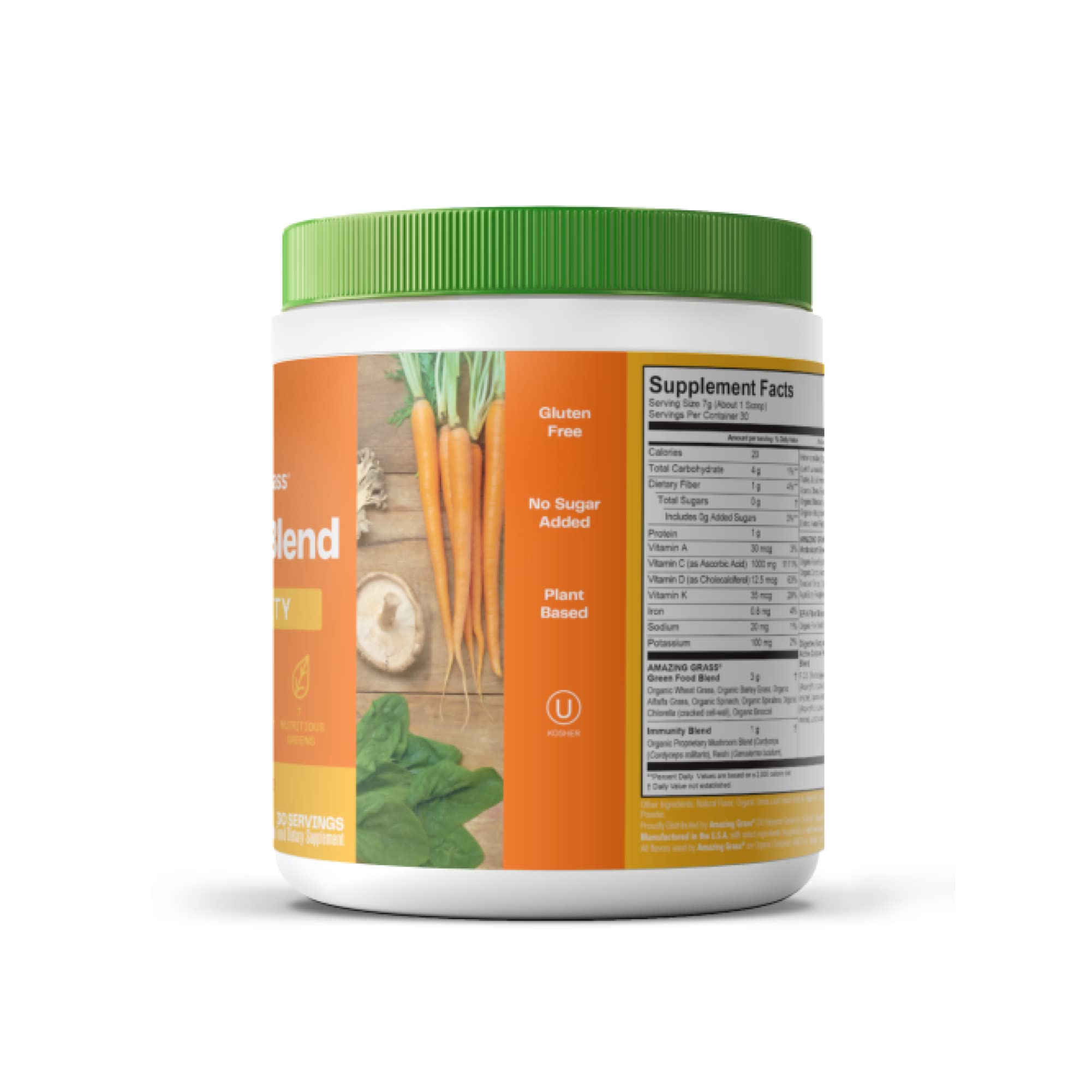 Pouring Amazing Grass Immunity Green Superfood for a refreshing tangy drink.