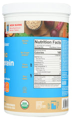 Amazing Grass Organic Plant Protein Blend nutrition label highlighting protein and vitamins