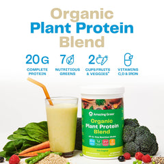Amazing Grass Organic Plant Protein Blend powder with scoop ready to mix