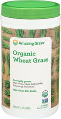 Amazing Grass Wheat Grass Powder tub front label highlighting 60 servings.
