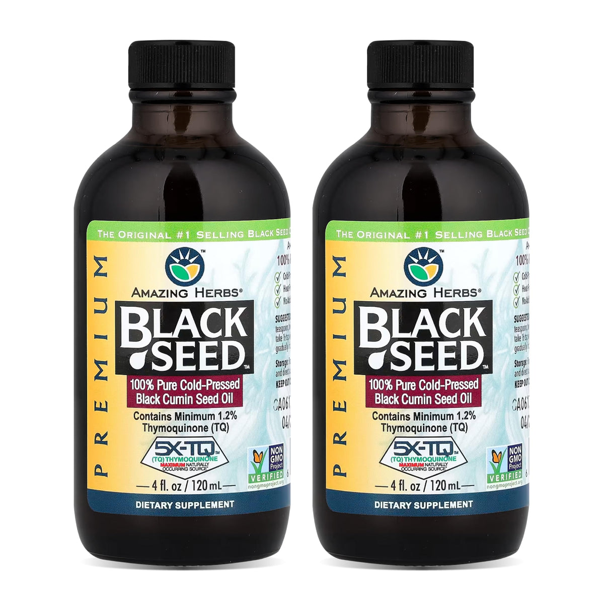 Amazing Herbs Black Seed Oil bottle pour for easy daily dosing and wellness support