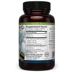Amazing Herbs Black Seed Oil Capsules bottle pouring for convenient daily use.