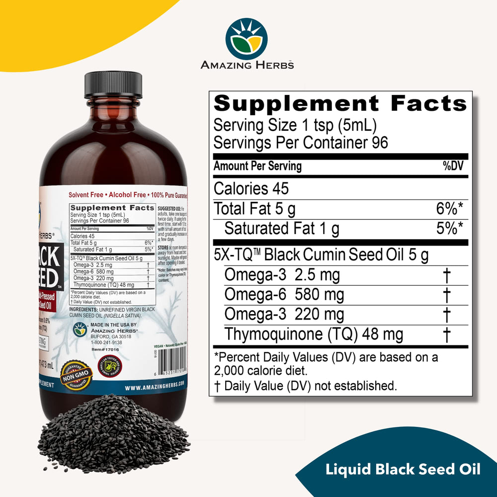 Amazing Herbs Black Seed Oil in meals supports everyday vitality.