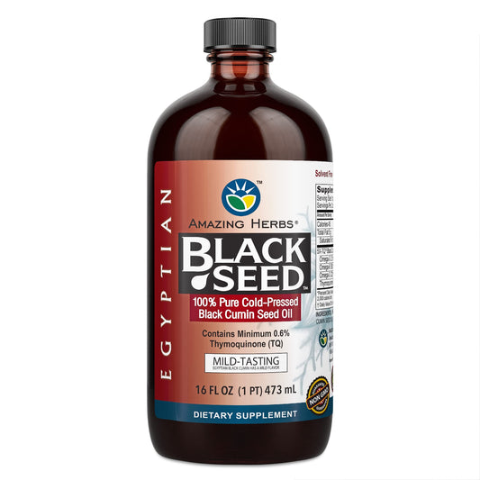 Amazing Herbs Egyptian Black Seed Oil bottle for daily wellness.