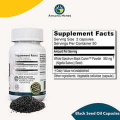 Amazing Herbs label view highlighting 475mg capsules and nutritional information