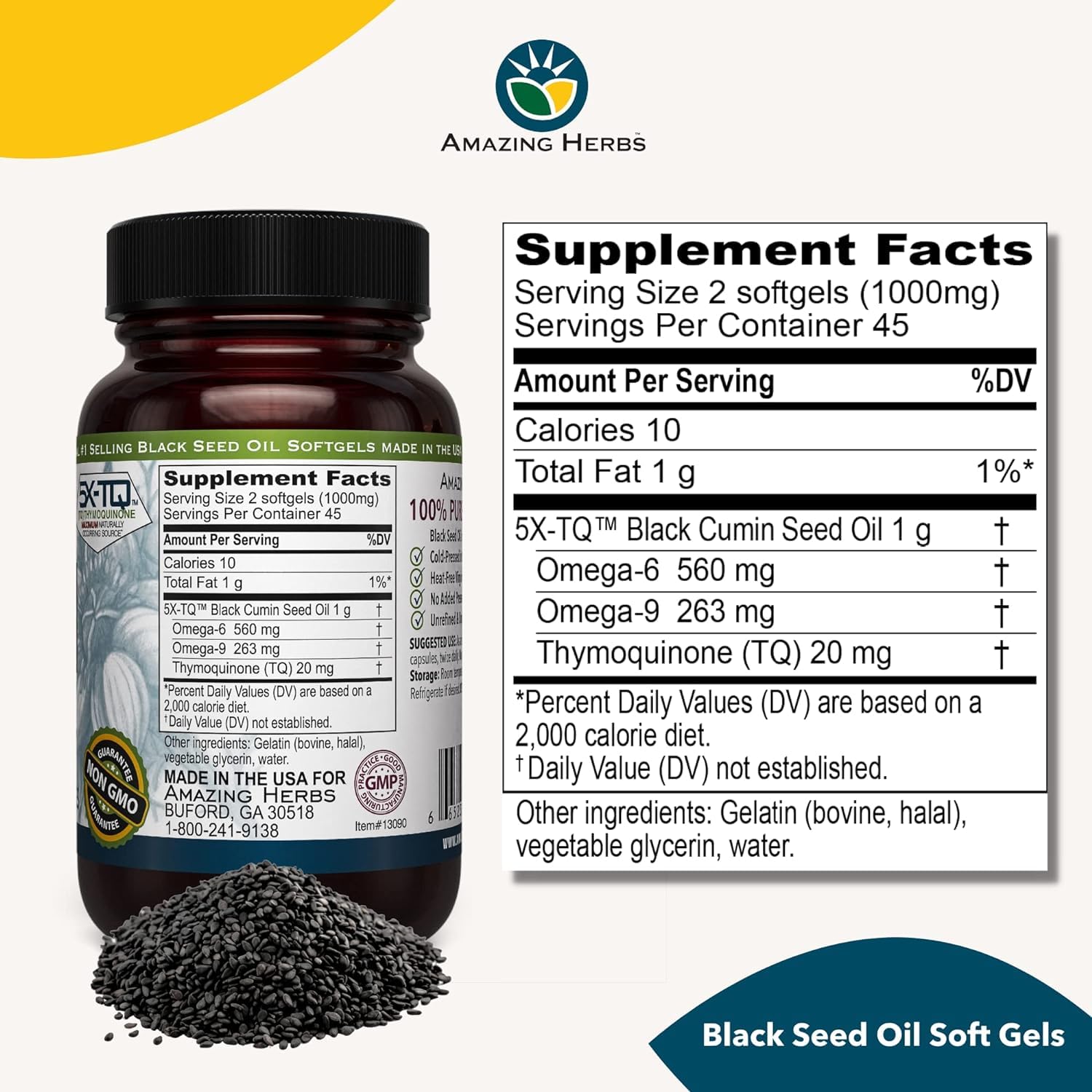 Pouring Amazing Herbs capsules from bottle for easy daily dosing.