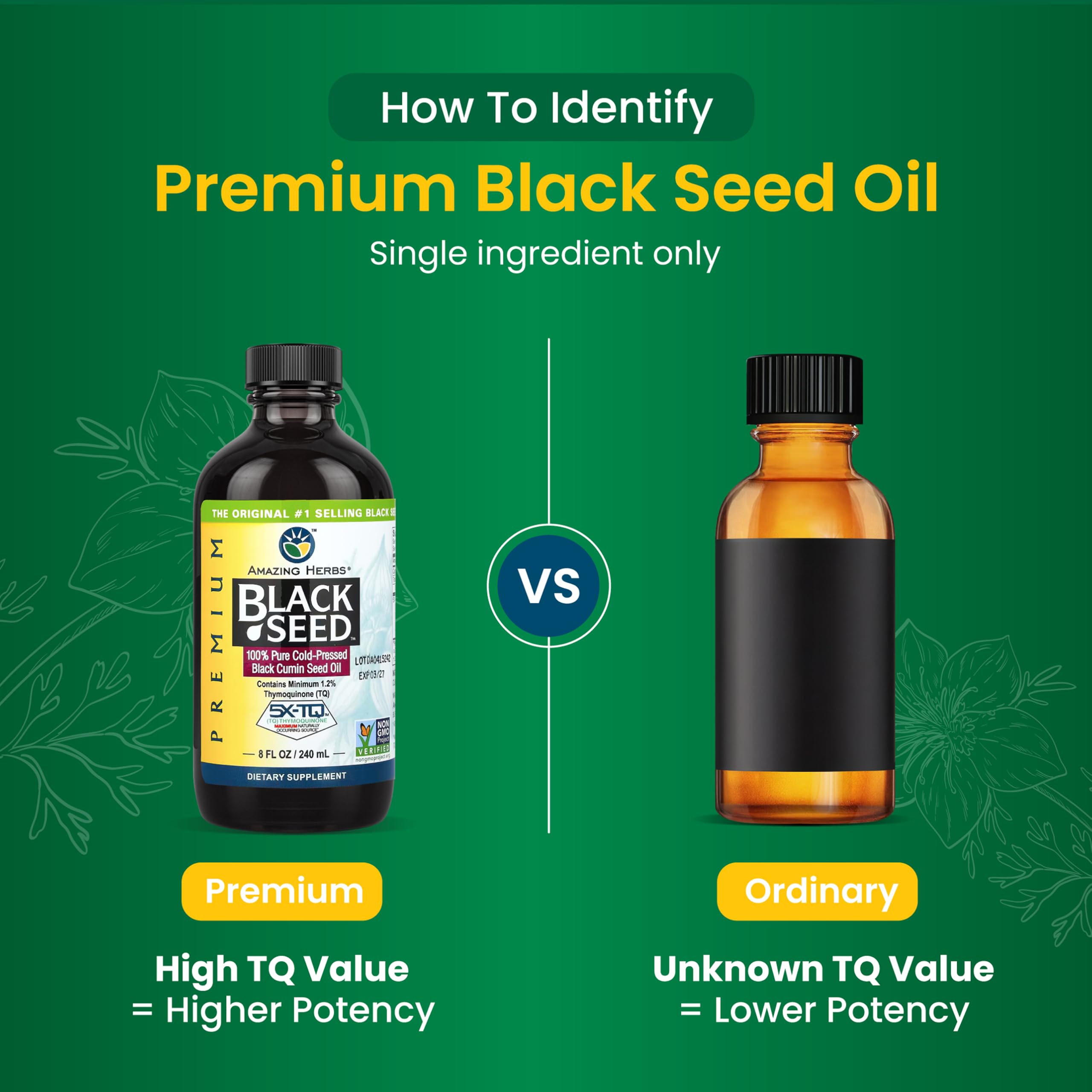 Amazing Herbs Premium Black Seed Oil highlighting immune support potential