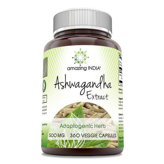 Amazing India Ashwagandha bottle front view for daily stress support