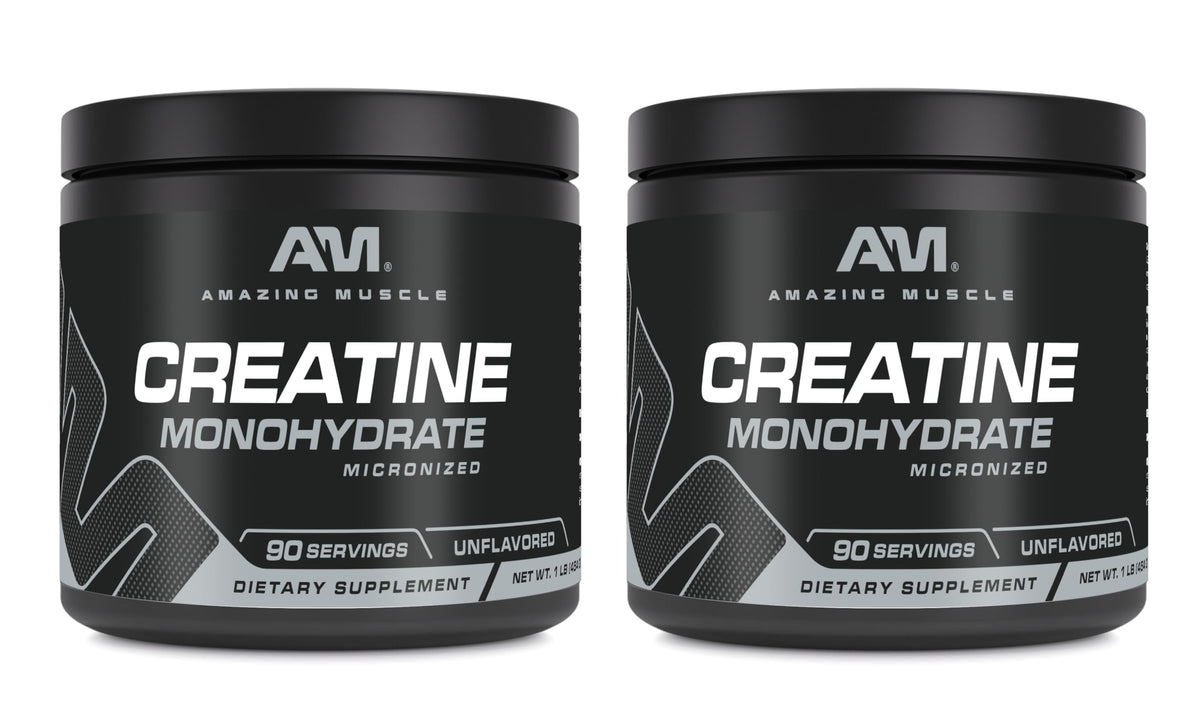 Amazing Muscle creatine monohydrate powder jar for post-workout fueling and smooth mixing