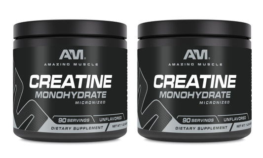 Amazing Muscle creatine monohydrate powder jar for post-workout fueling and smooth mixing