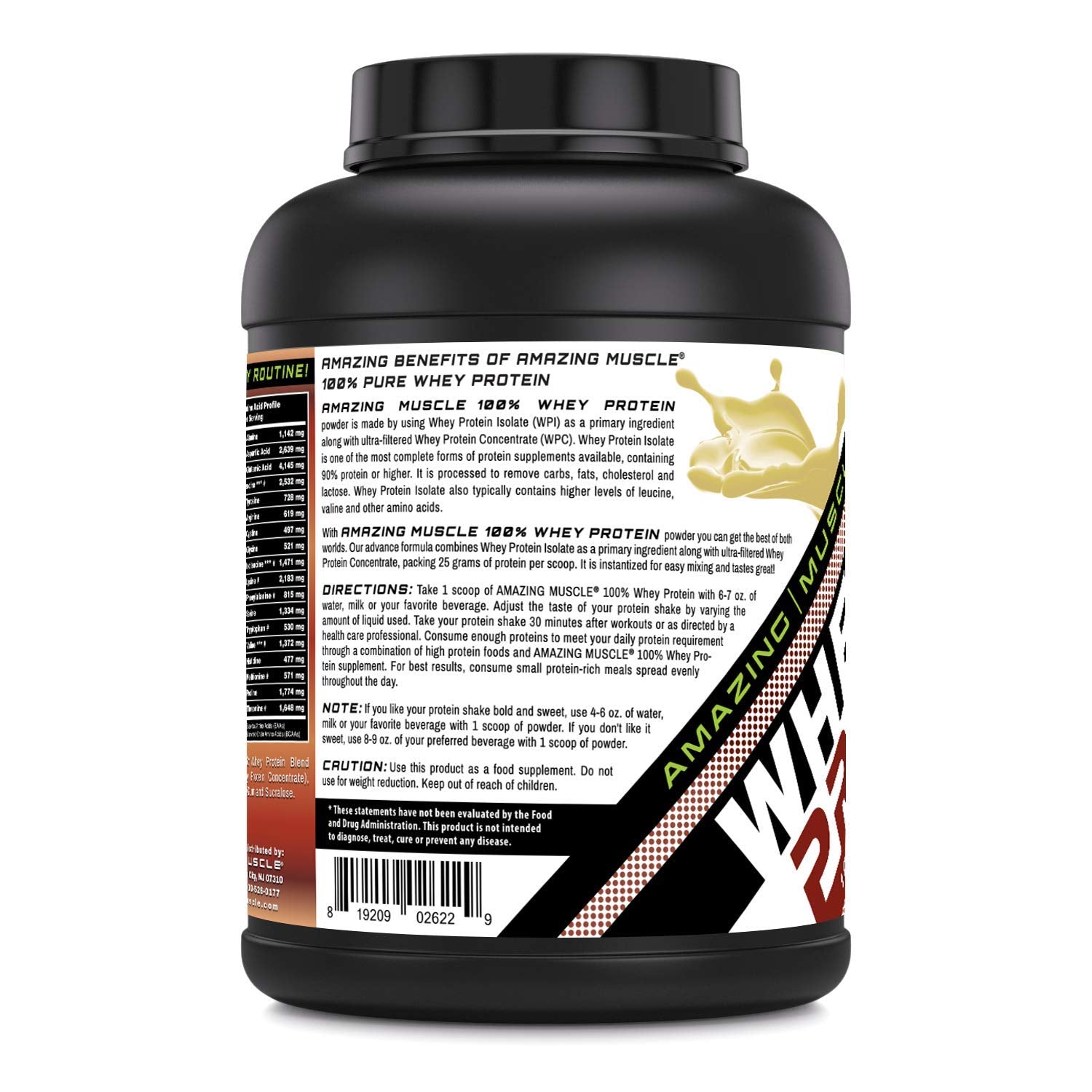 Amazing Muscle hazelnut whey protein shake poured, convenient recovery drink option.