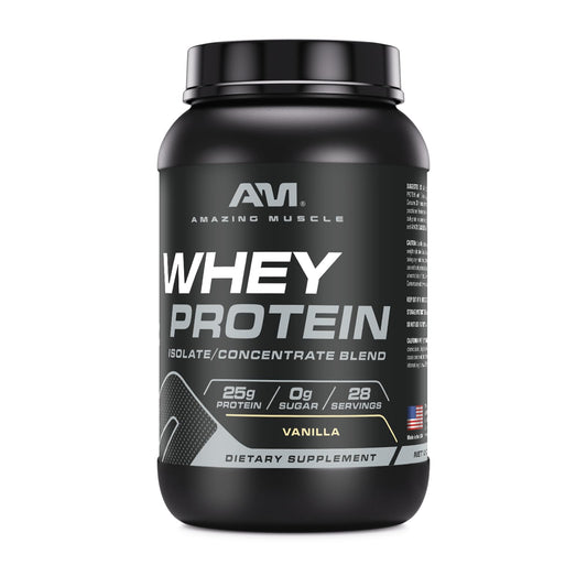 Amazing Muscle whey powder shake glass demonstrates fast dissolving formula for smooth shakes
