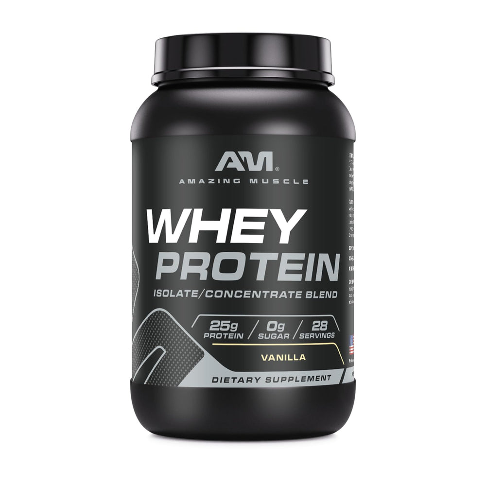 Amazing Muscle whey powder tub in vanilla for a convenient protein boost after workouts