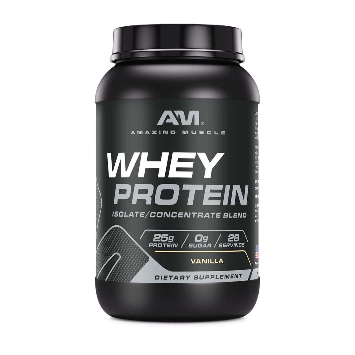Amazing Muscle whey powder tub in vanilla for a convenient protein boost after workouts