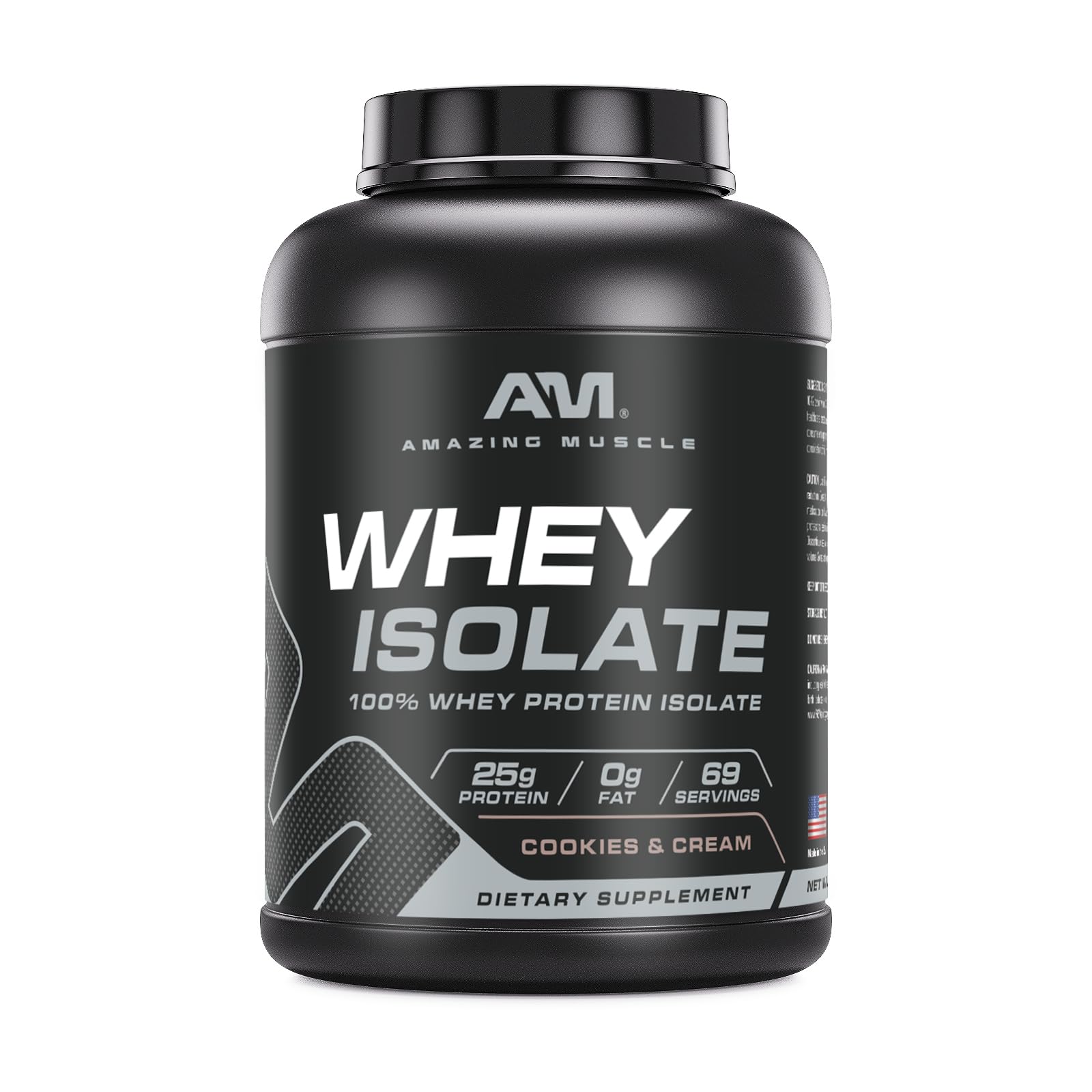 Amazing Muscle Whey Protein Isolate 5lb jar highlights purity and potency for athletes.