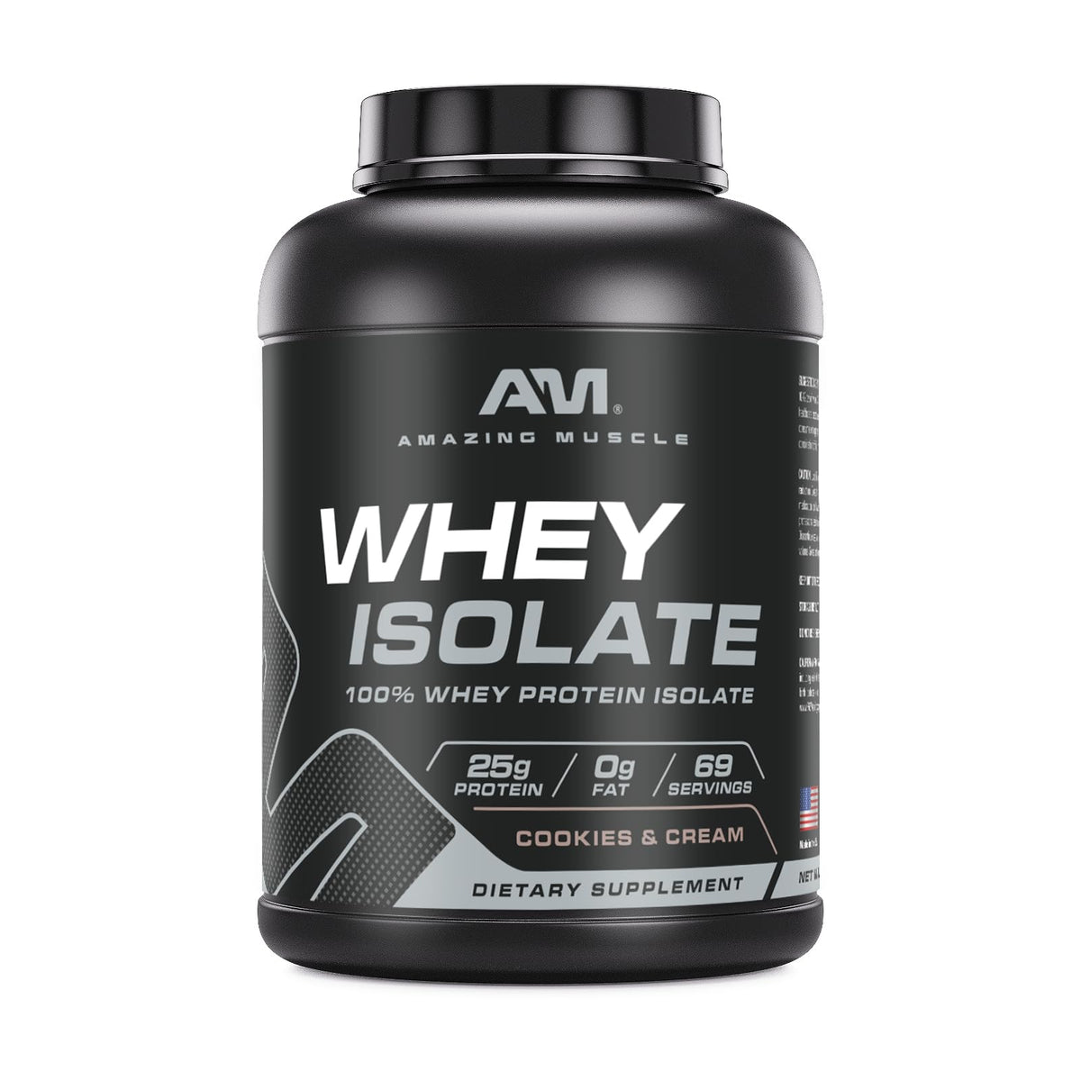 Amazing Muscle Whey Protein Isolate 5lb jar highlights purity and potency for athletes.
