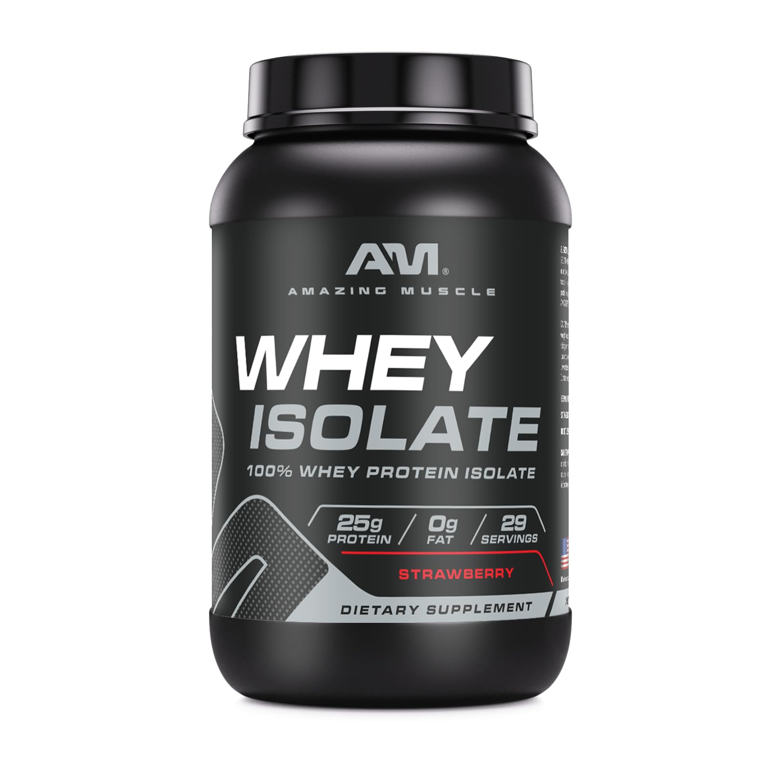 Amazing Muscle Whey Protein Isolate bottle for post-workout protein support.