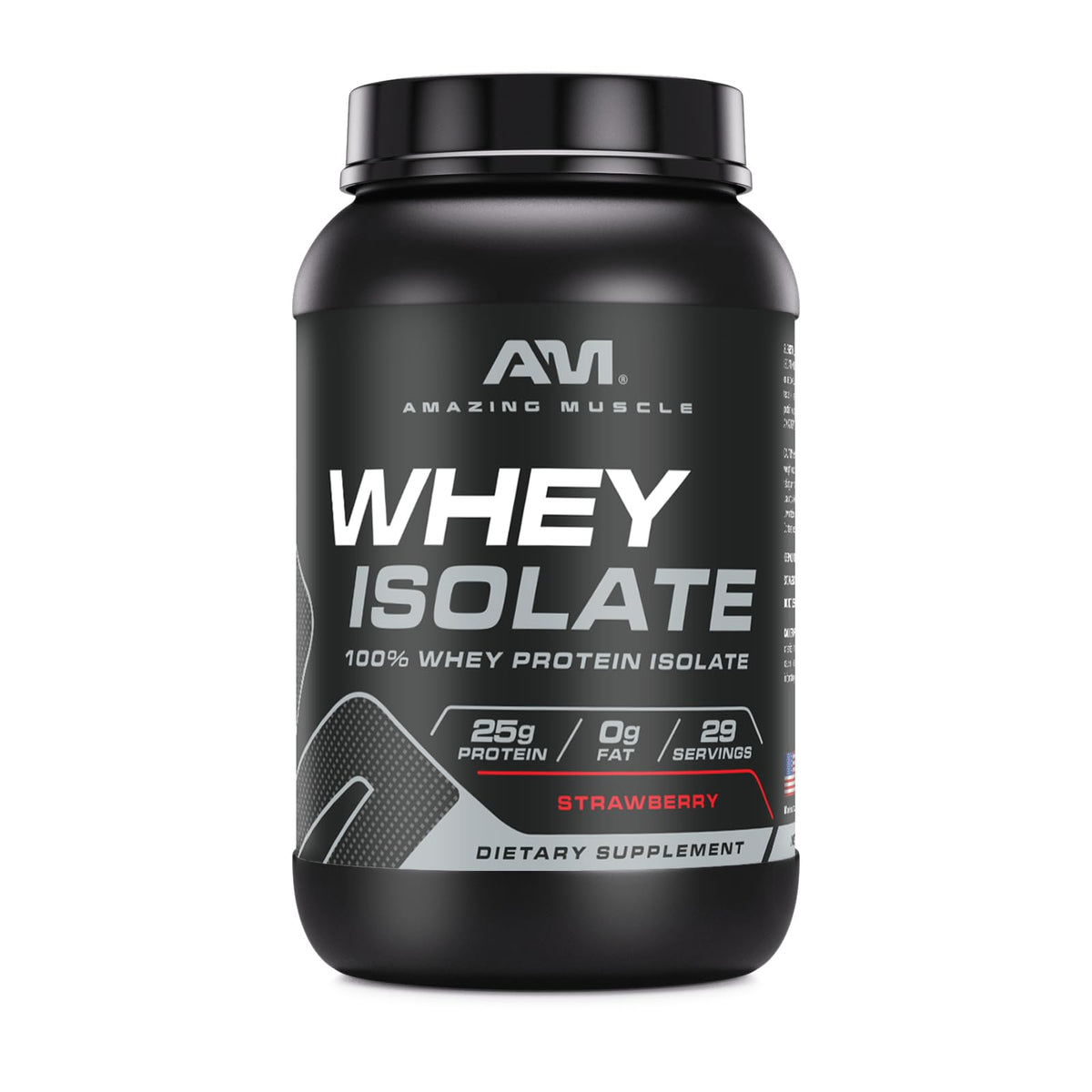 Amazing Muscle Whey Protein Isolate bottle for post-workout protein support.