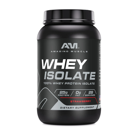 Amazing Muscle Whey Protein Isolate bottle for post-workout protein support.