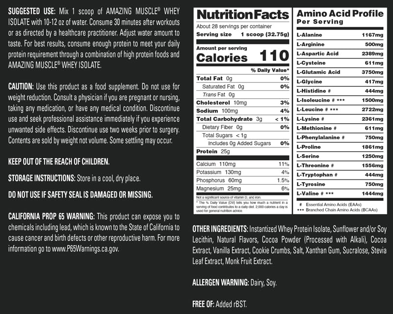 Amazing Muscle USA-made seal on the protein tub emphasizing purity and potency