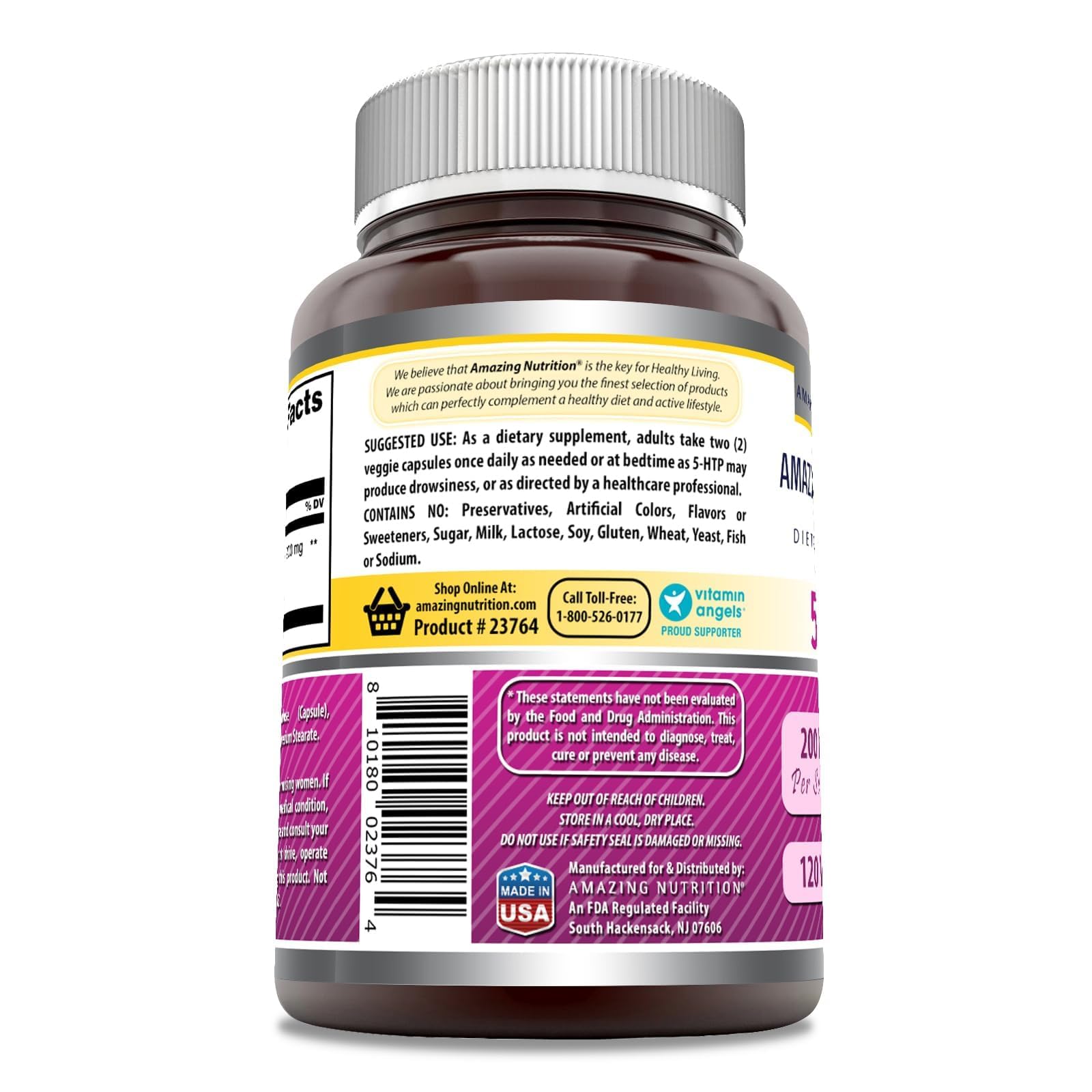 Serving size card shows 200 mg per capsule.