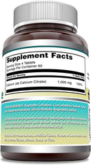 Back view of Amazing Formulas calcium citrate tablets with dosage details.