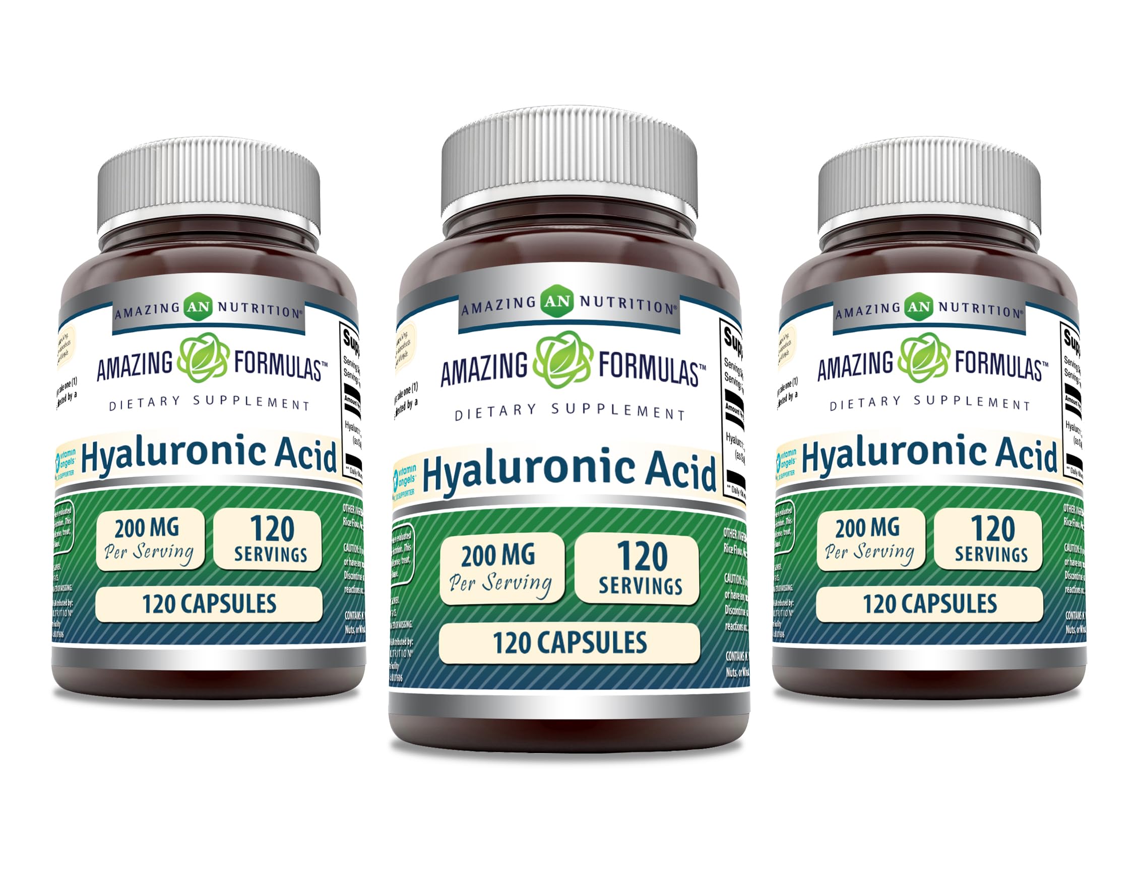 Amazing Nutrition's Amazing Formulas hyaluronic acid capsules bottle for daily joint comfort support.