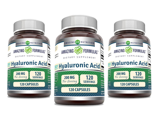 Amazing Nutrition's Amazing Formulas hyaluronic acid capsules bottle for daily joint comfort support.