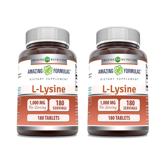 Amazing Formulas L-Lysine 1000mg tablet in bottle for daily amino acid supplementation