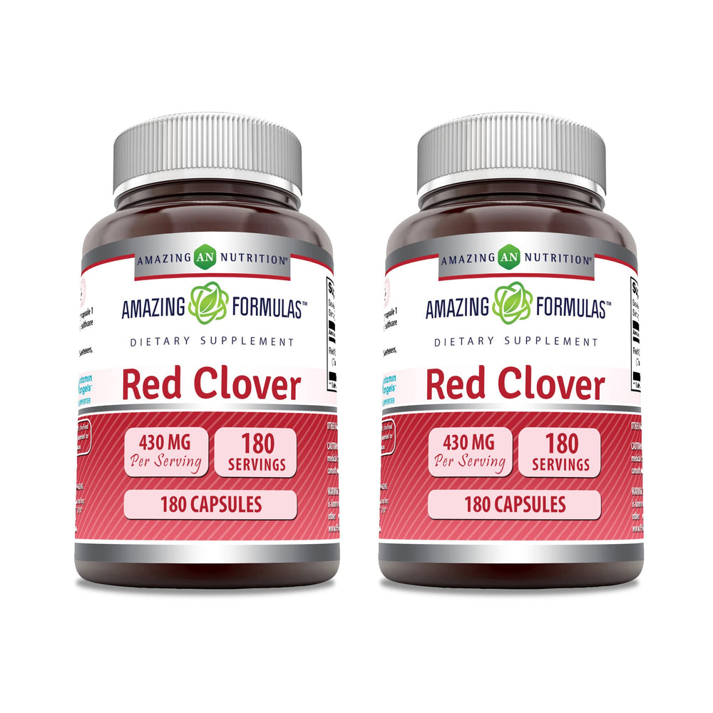 Amazing Nutrition Amazing Formulas Red Clover supplement bottle highlighting purity and potency for daily support