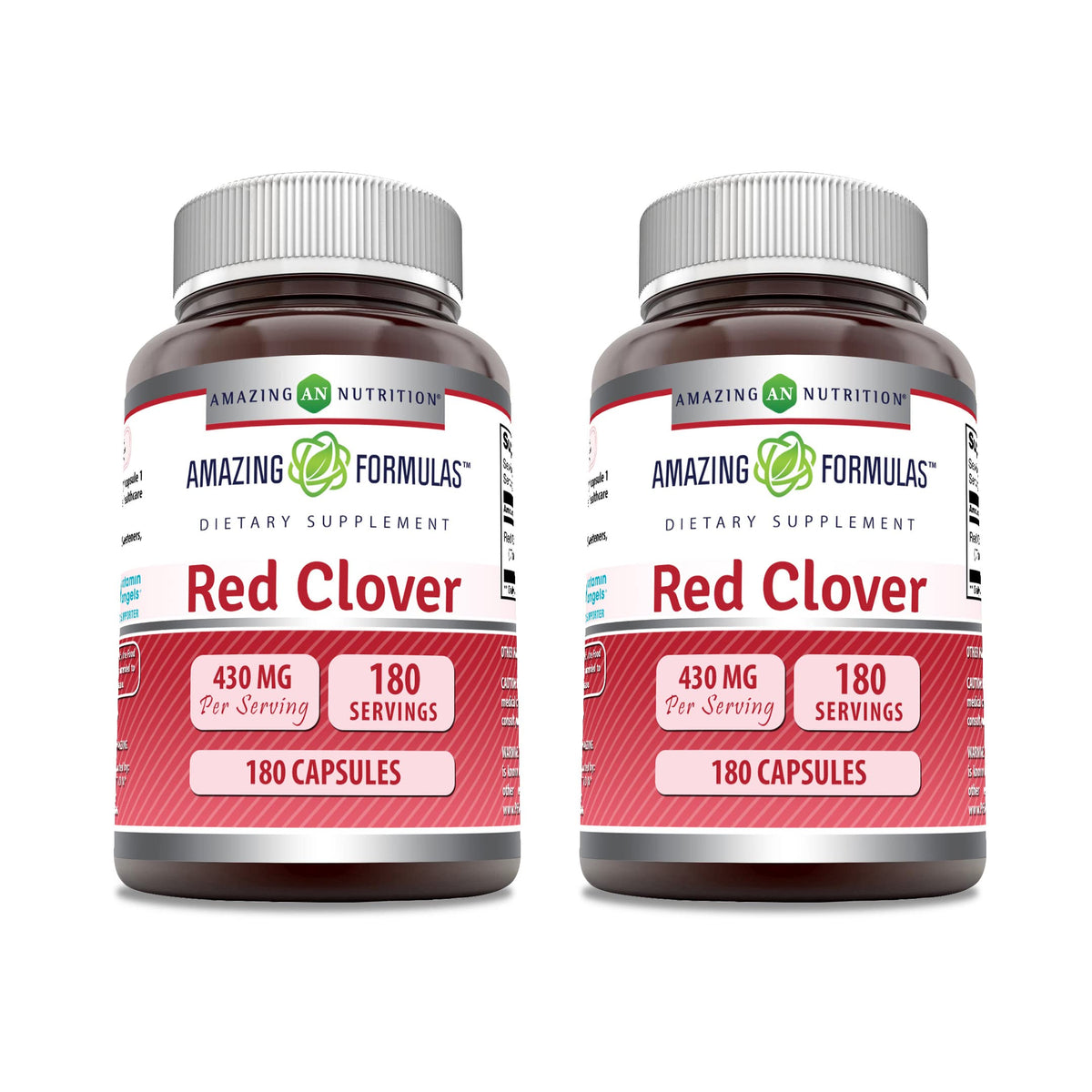 Amazing Nutrition Amazing Formulas Red Clover supplement bottle highlighting purity and potency for daily support