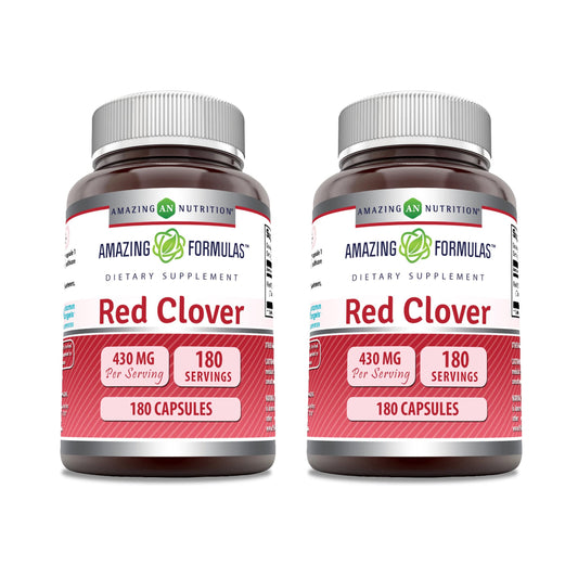 Amazing Nutrition Amazing Formulas Red Clover supplement bottle highlighting purity and potency for daily support