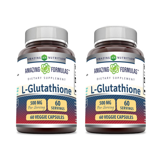 Amazing Formulas reduced L-glutathione bottle front highlighting 500 mg per serving