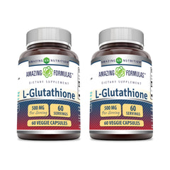 Amazing Formulas reduced L-glutathione bottle front highlighting 500 mg per serving