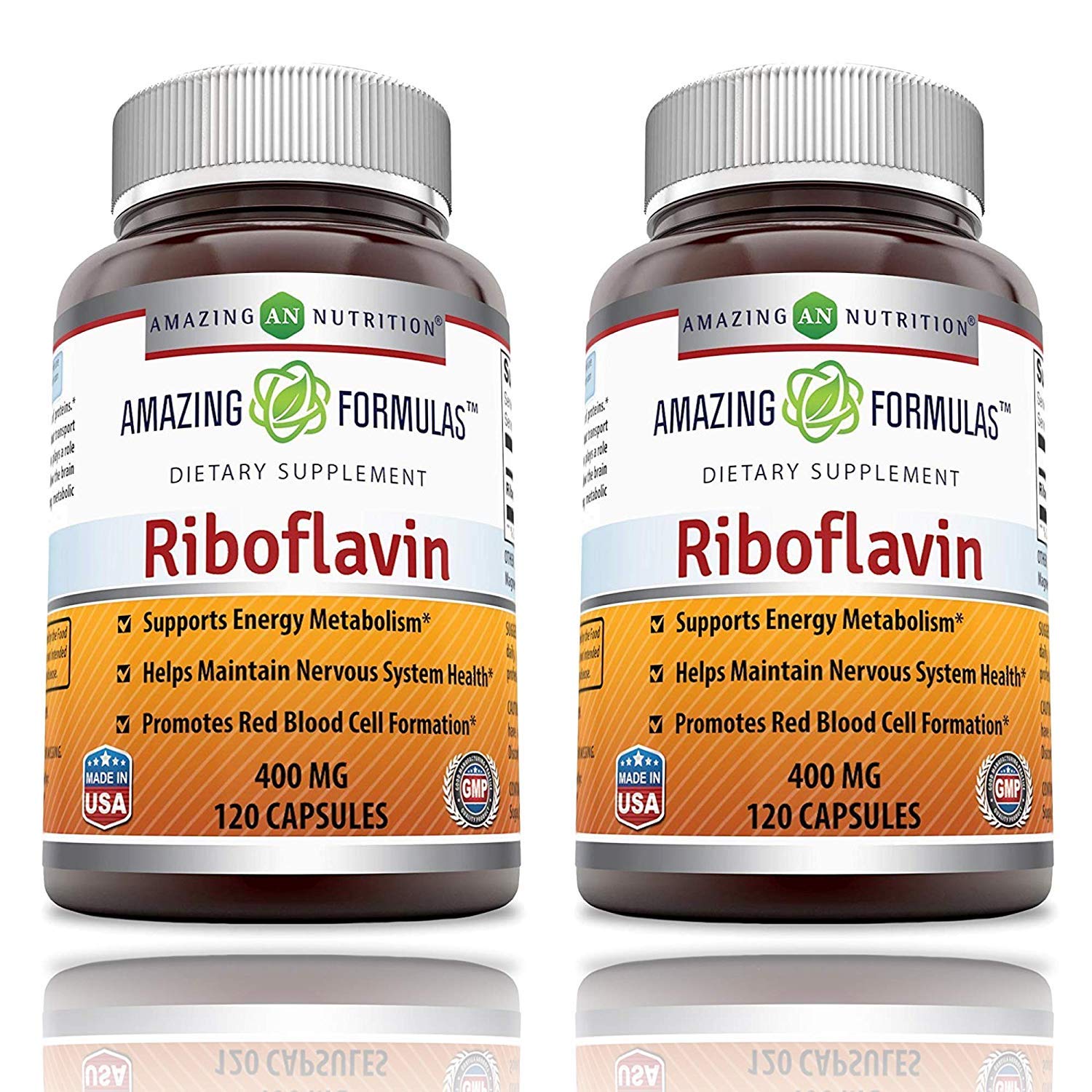Amazing Nutrition riboflavin 400 mg capsules bottle for daily energy support